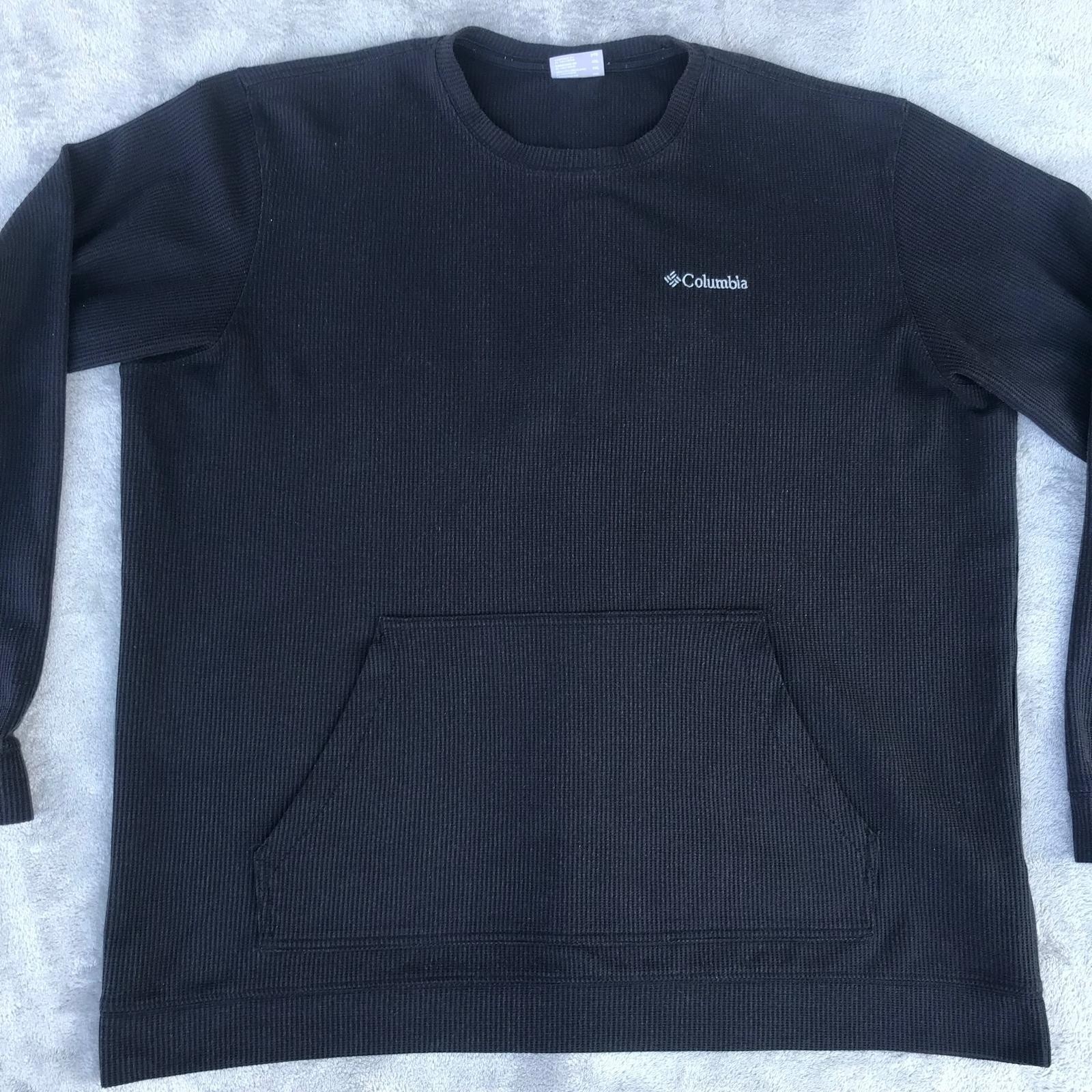Columbia BLK Waffle Thermal Long Sleeve Kangaroo Pocket Black Shirt Men XXL gallery