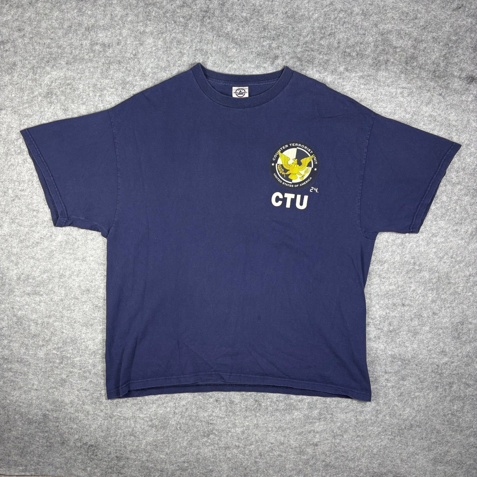 Vintage 24 TV Show CTU Tee Navy Blue Delta Pro Weight XL Counter Terrorist Unit