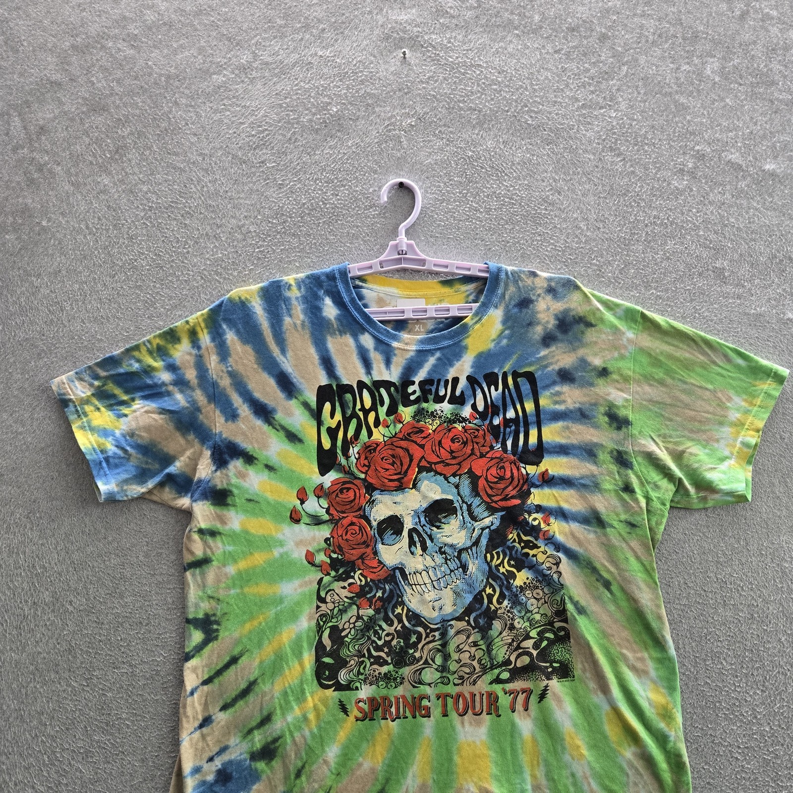 Grateful Dead Men Shirt XL Green Tie Dye Liquid Blue Skull Roses gallery