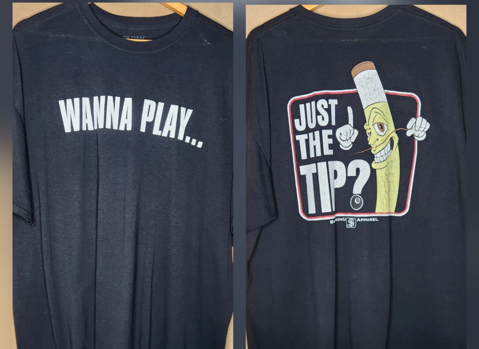 Vgt Funny 8-Ball Pool Want To Play Just The Tip Cue Stick Billiards T-Shirt Rare