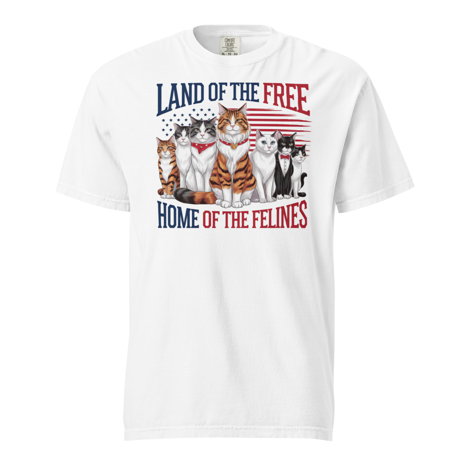 Land of the Free Home of the Felines Comfort Colors Cat Lover T-Shirt gallery