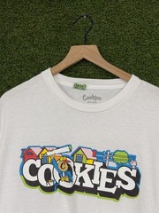 Cookies White Cartoon Logo Joint Grass Tee Large