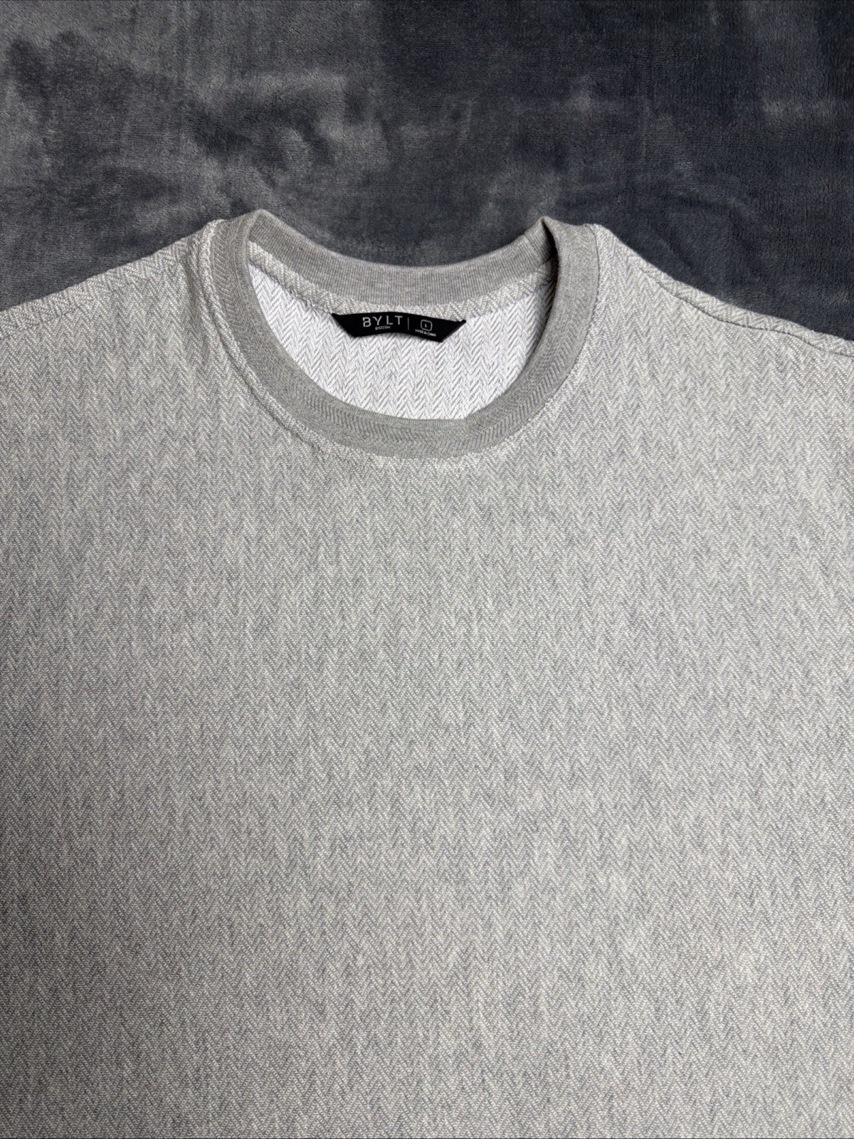 BYLT Men Brushed Herringbone Box Tee Mid Heather Grey Size L (NWT) gallery