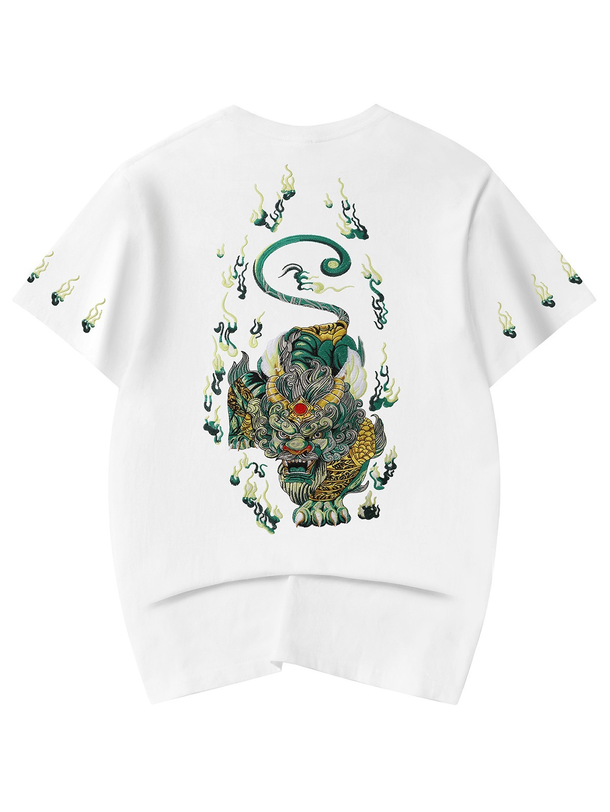 Niepce Japanese Streetwear Embroidery T-shirt Emerald Kirin Graphic Tee for Men gallery