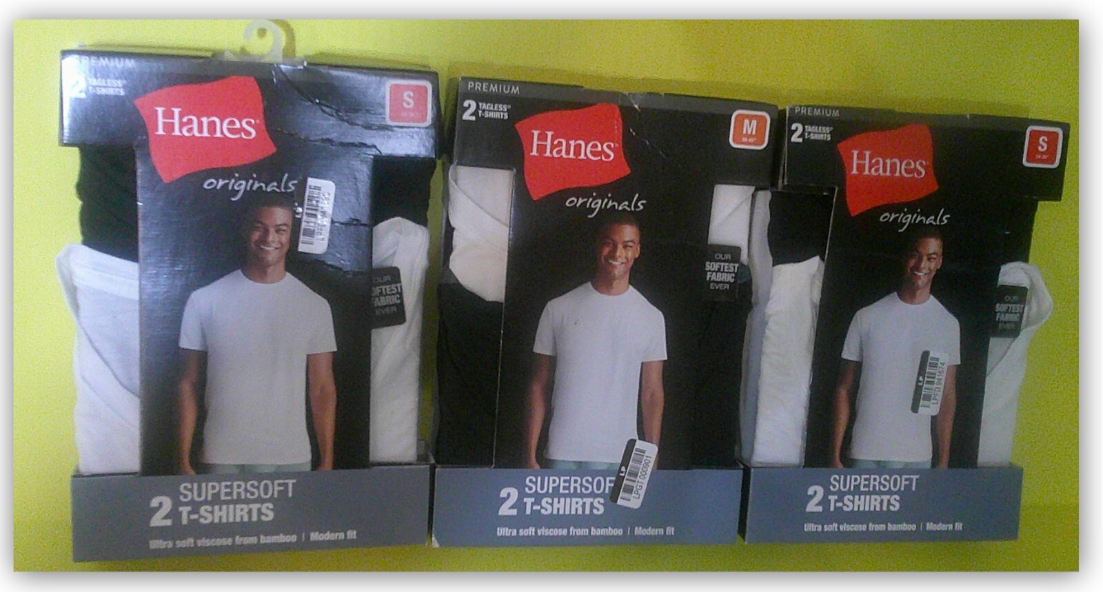 Hanes SUPER SOFT T-Shirt 1 black 1 White Ultra Soft Viscose from Bamboo Modern