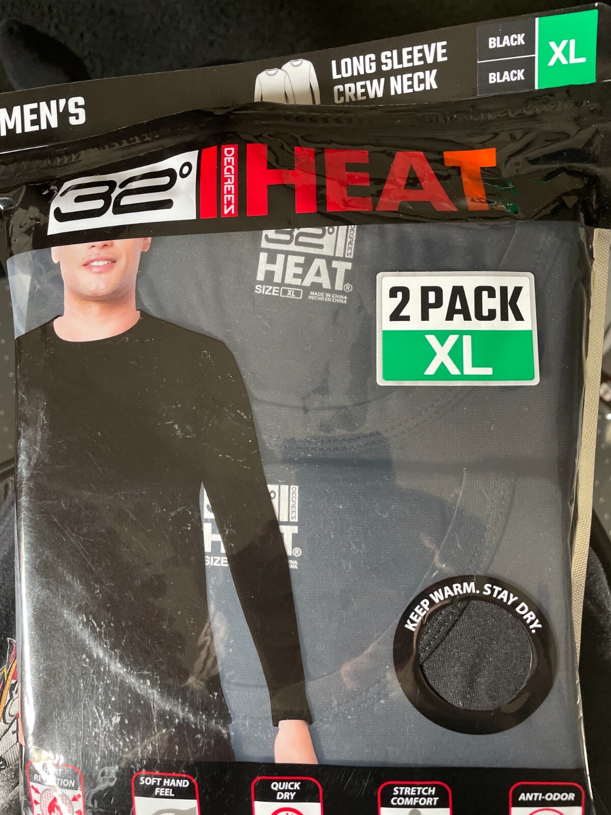 32 Degrees Heat Mens Long Sleeve Stretch TShirt XL White/Gray Black FREE SHIP gallery