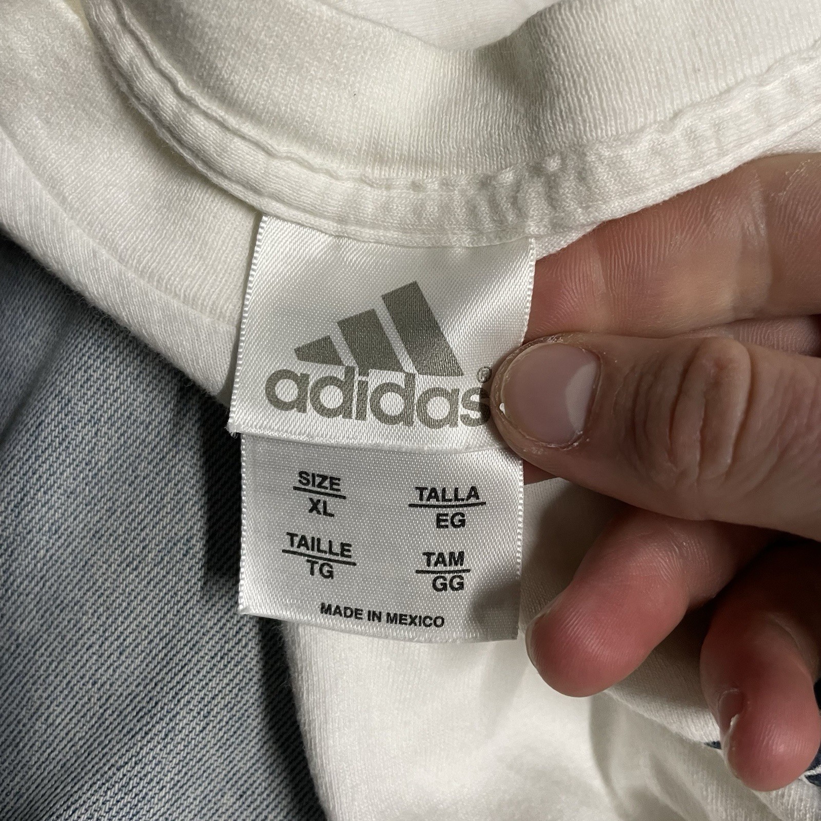 Vintage Y2K Adidas White T Shirt Size Mens XL Shiny Plastic Print Soccer Sports gallery
