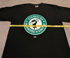 Bayside Starbucks Workers United Employee Black T-Shirt Made in USA Men’s Medium