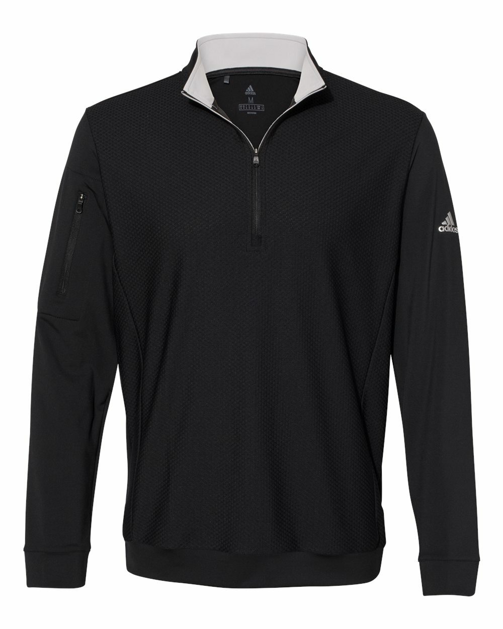 Adidas Golf Top UPF 50+ Logo Performance Textured 1/4 Zip Pocket Pullover Jacket