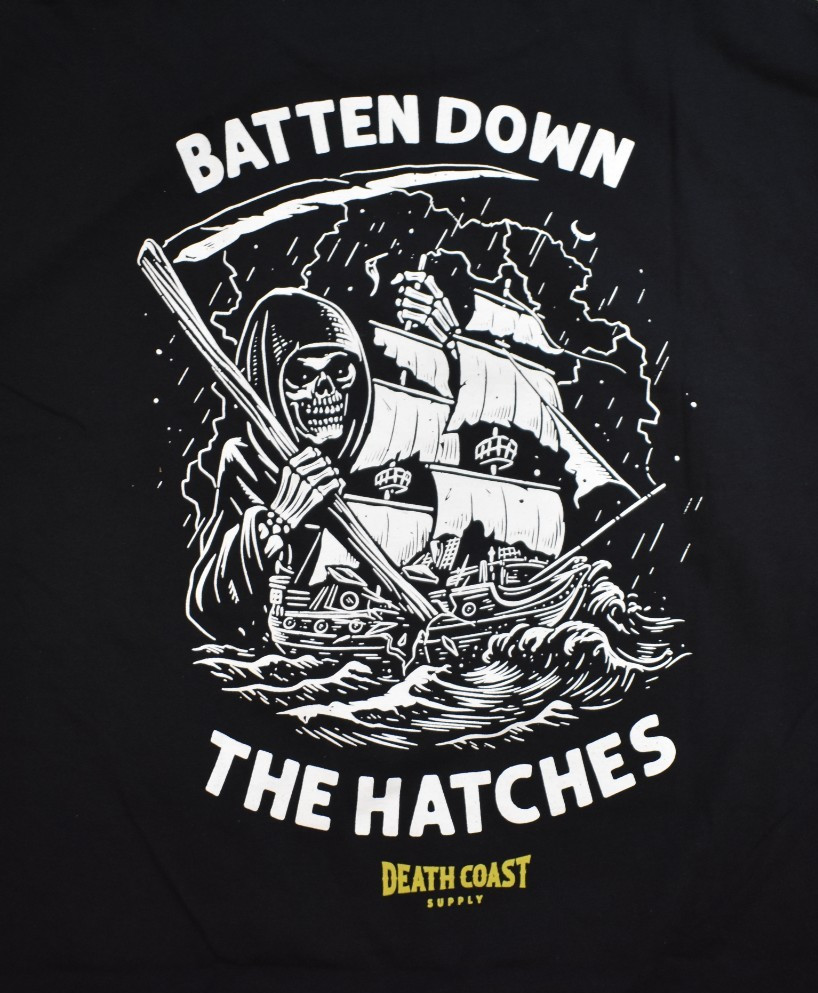 Death Coast Supply Mens Batten Down The Hatches Grim Reaper Shirt New S-3XL gallery