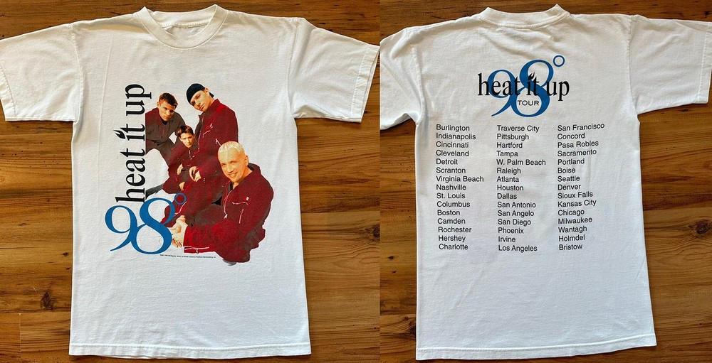 2 Sides 98 Degrees White Heat It Up Tour Boy Shirt White Unisex S-5XL E2467