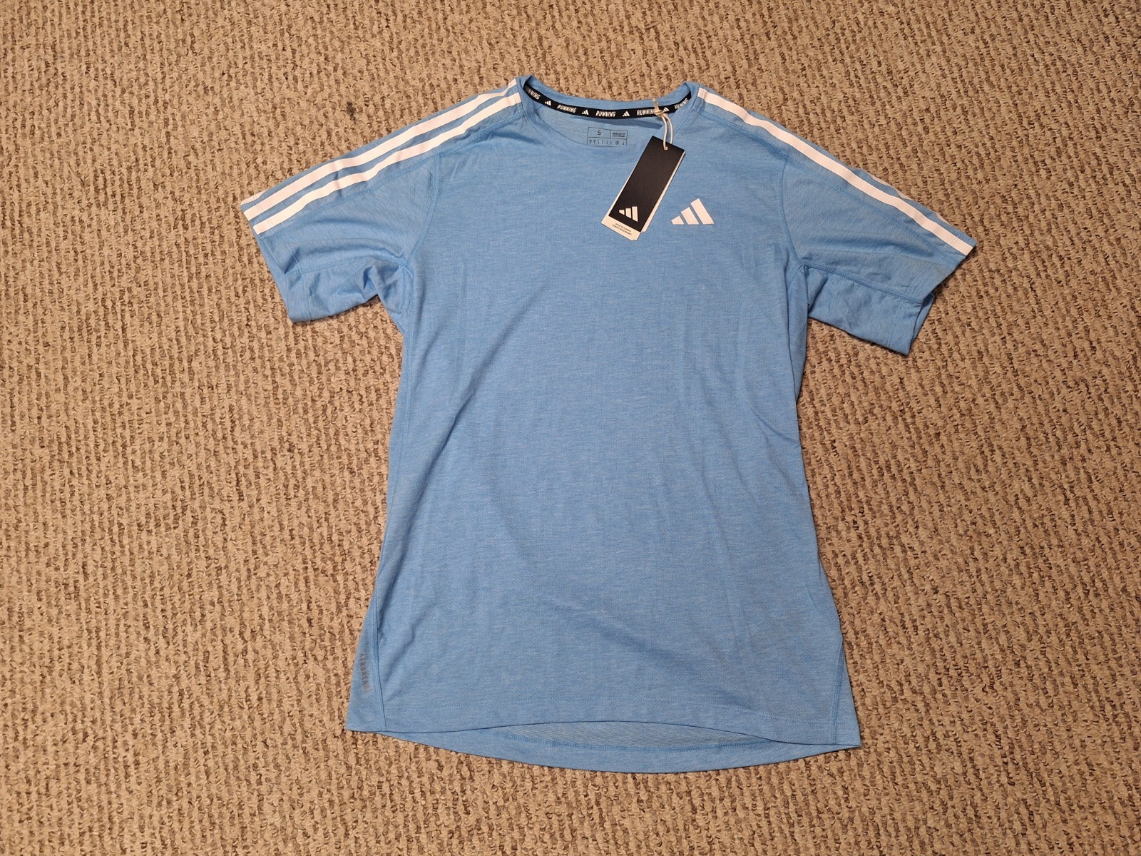 Adidas M Men's Blue T-Shirt Three Stripes Logo Short Sleeve Sports Classic gallery