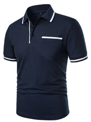 Camiseta Con Cuello Levantado Cremallera Para Hombre Camisa De Manga Corta Men