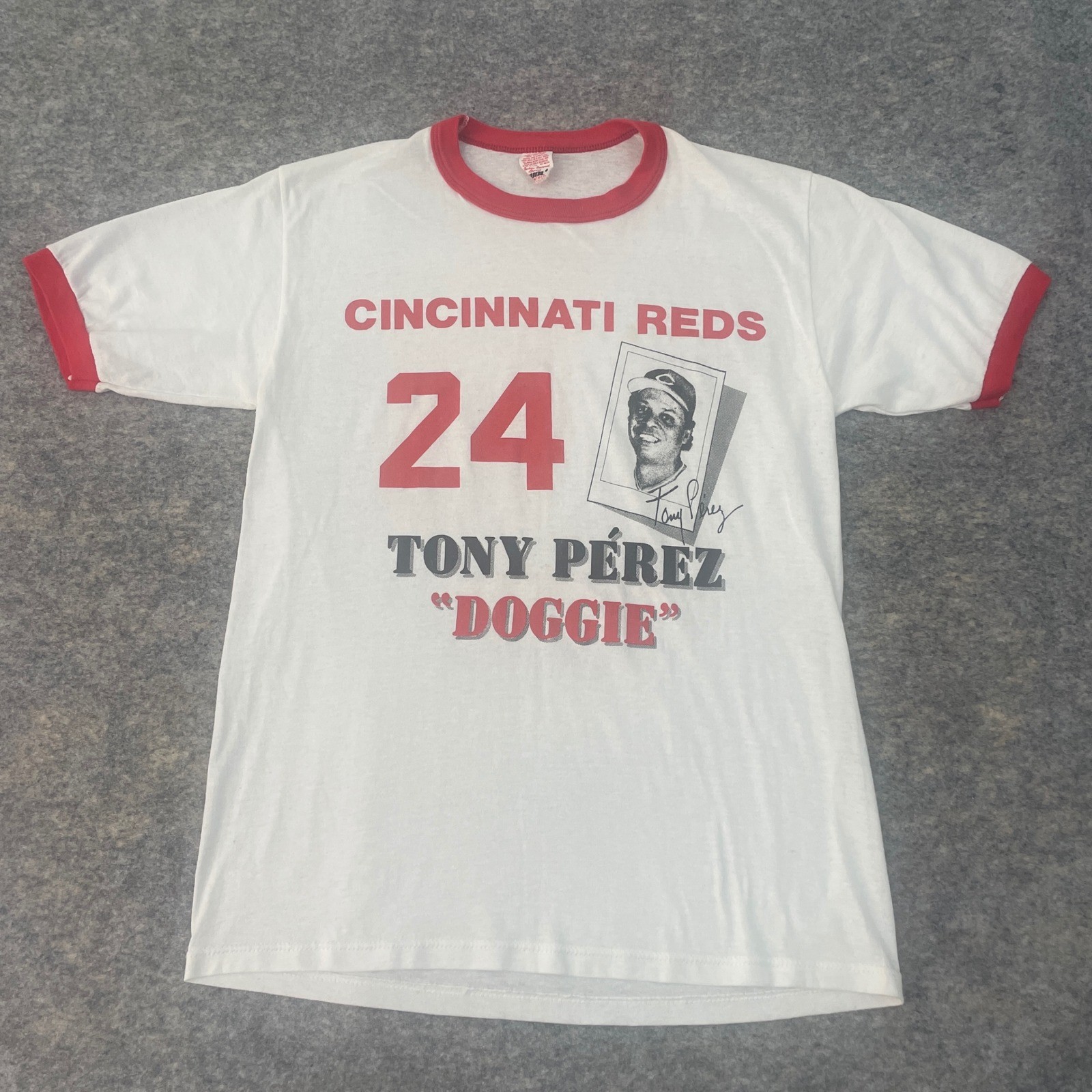 VTG Wolf Tony Pérez Doggie Cincinnati Reds Ringer T-Shirt L USA Made MLB 80s gallery