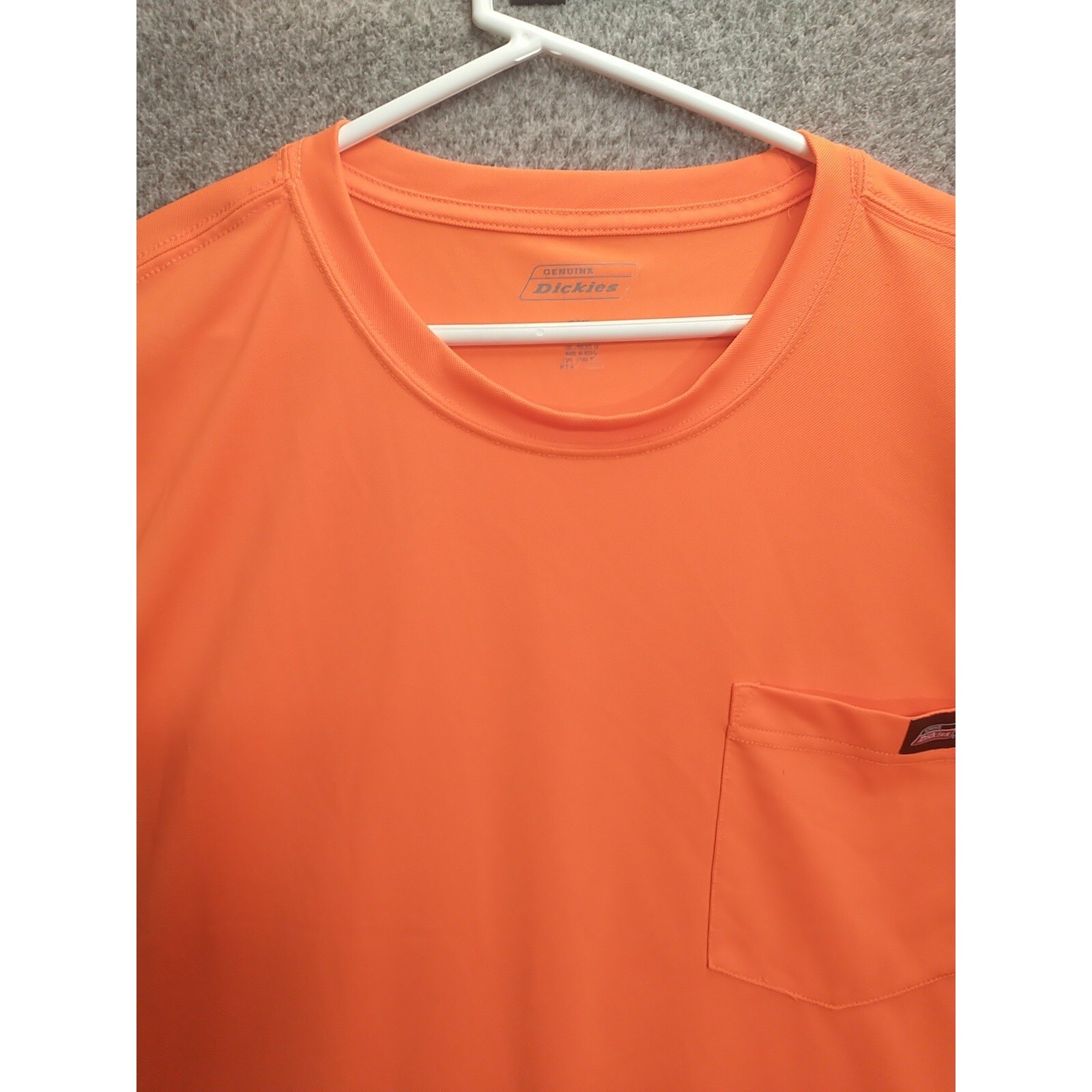 Genuine Dickies Mens 2XL Safety Orange Pocket T-Shirt Performance Workwear Tee gallery