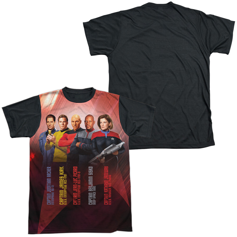 Star Trek Captains Adult Halloween Costume T Shirt (Black Back), S-3XL gallery