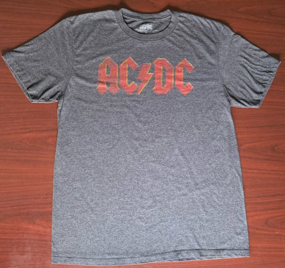 AC/DC Shirt Mens Large Gray Flame Logo Graphic Band Tee Size Large gallery