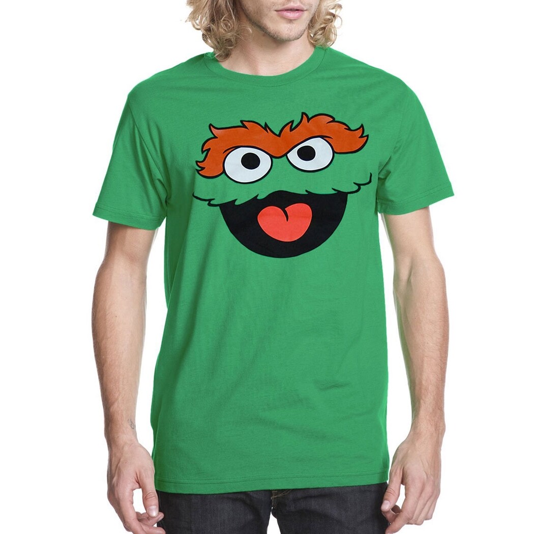 Sesame Street Oscar The Grouch Face Adult T-Shirt gallery
