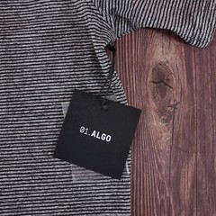 NWT 01.ALGO Mens Large Kris Performance Microstripe Henley Stitch Fix Gray Black