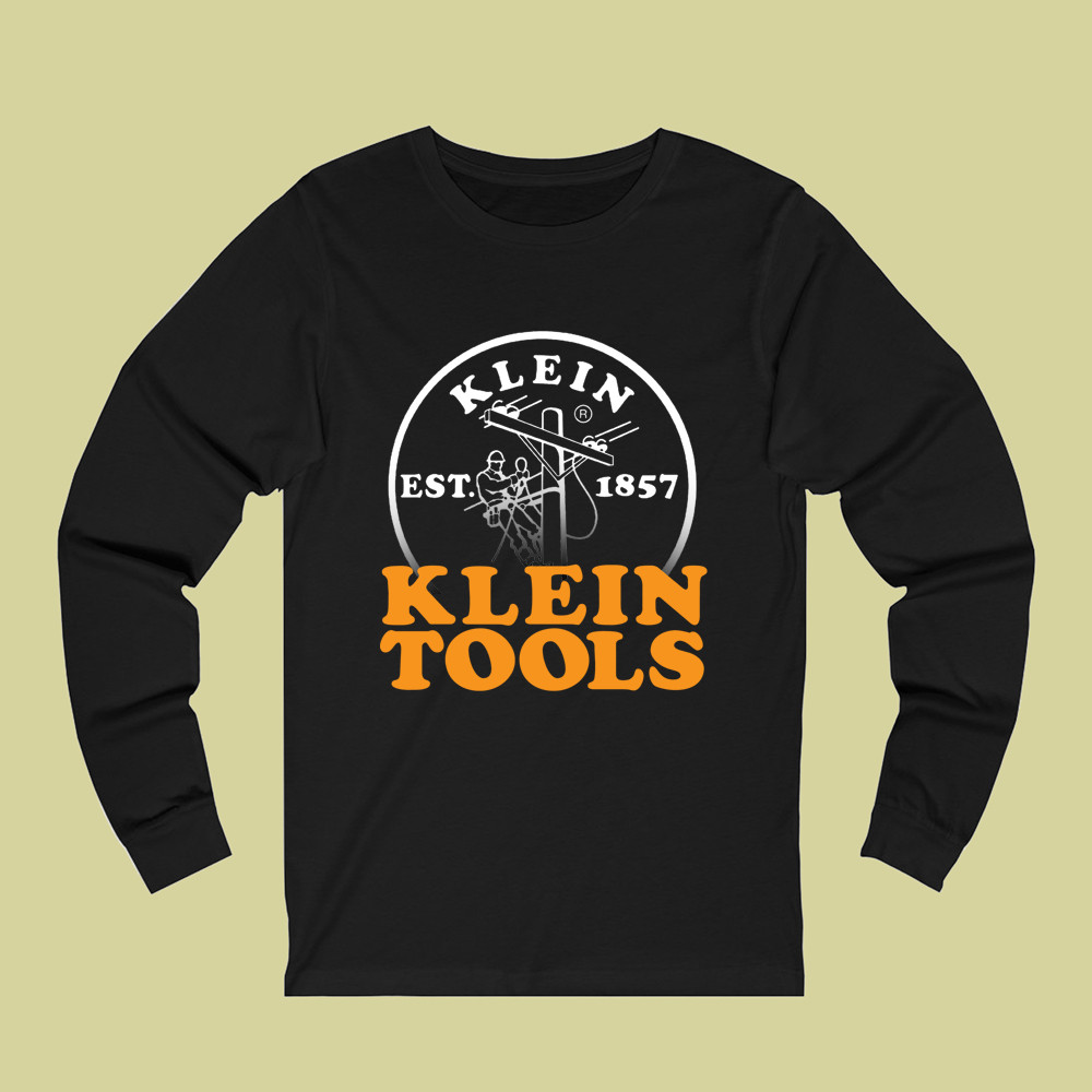 Klein Tools Est. 1857 Logo Men’s Long Sleeve Black T-Shirt Size S to 3XL