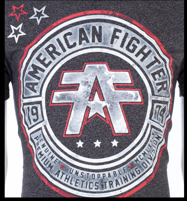 AMERICAN FIGHTER Heather Black CUMBERLAND Athletic Graphic T-shirt NWT gallery