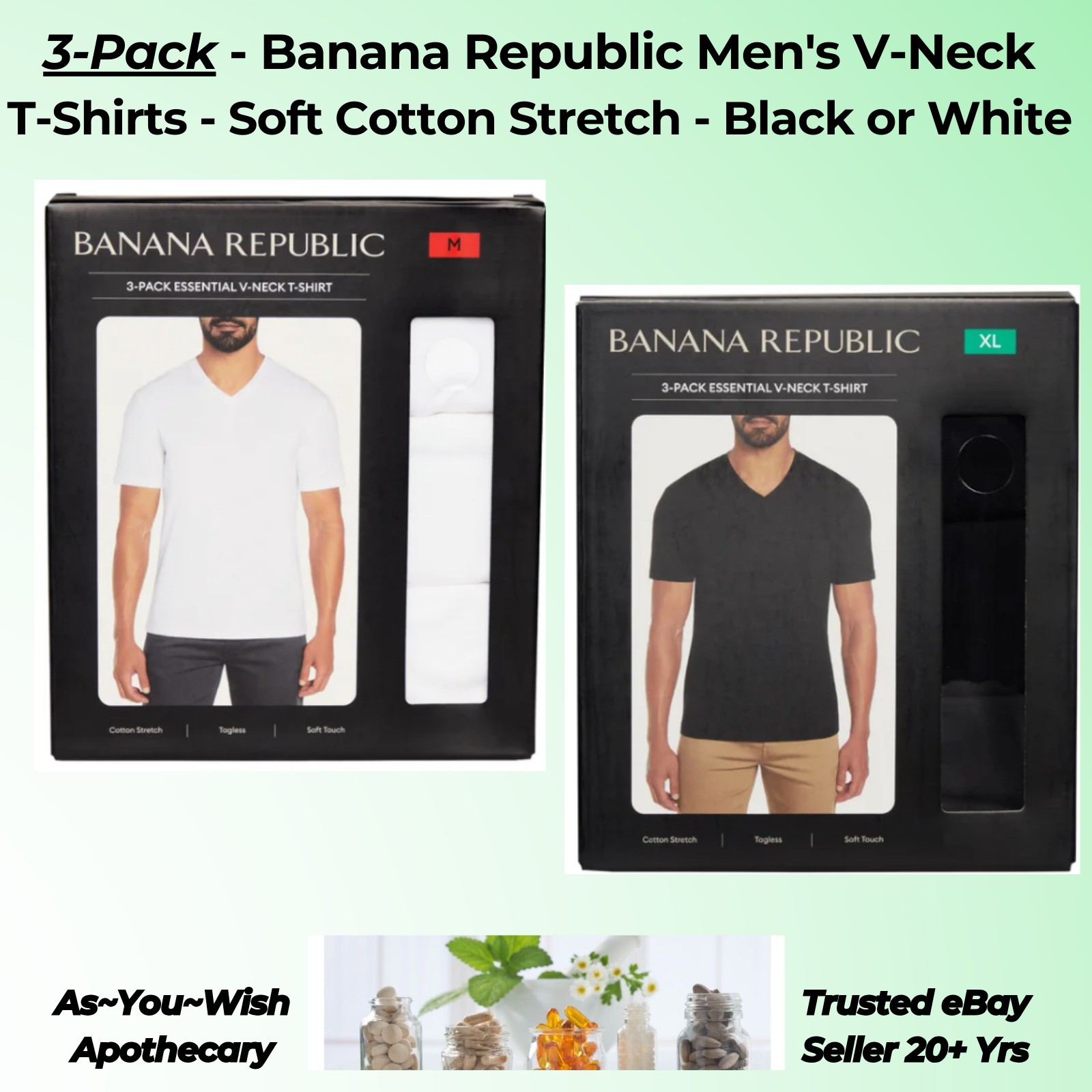 Banana Republic Men's V-Neck T-Shirts 3-Pack – Soft Cotton Stretch, Sizes S-XXL gallery