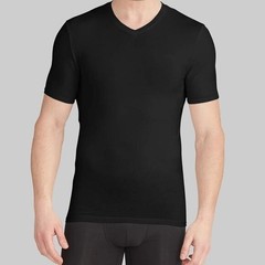 Tommy John Men Sz M Black Second Skin Soft V Neck Short Sleeve Classic Staple