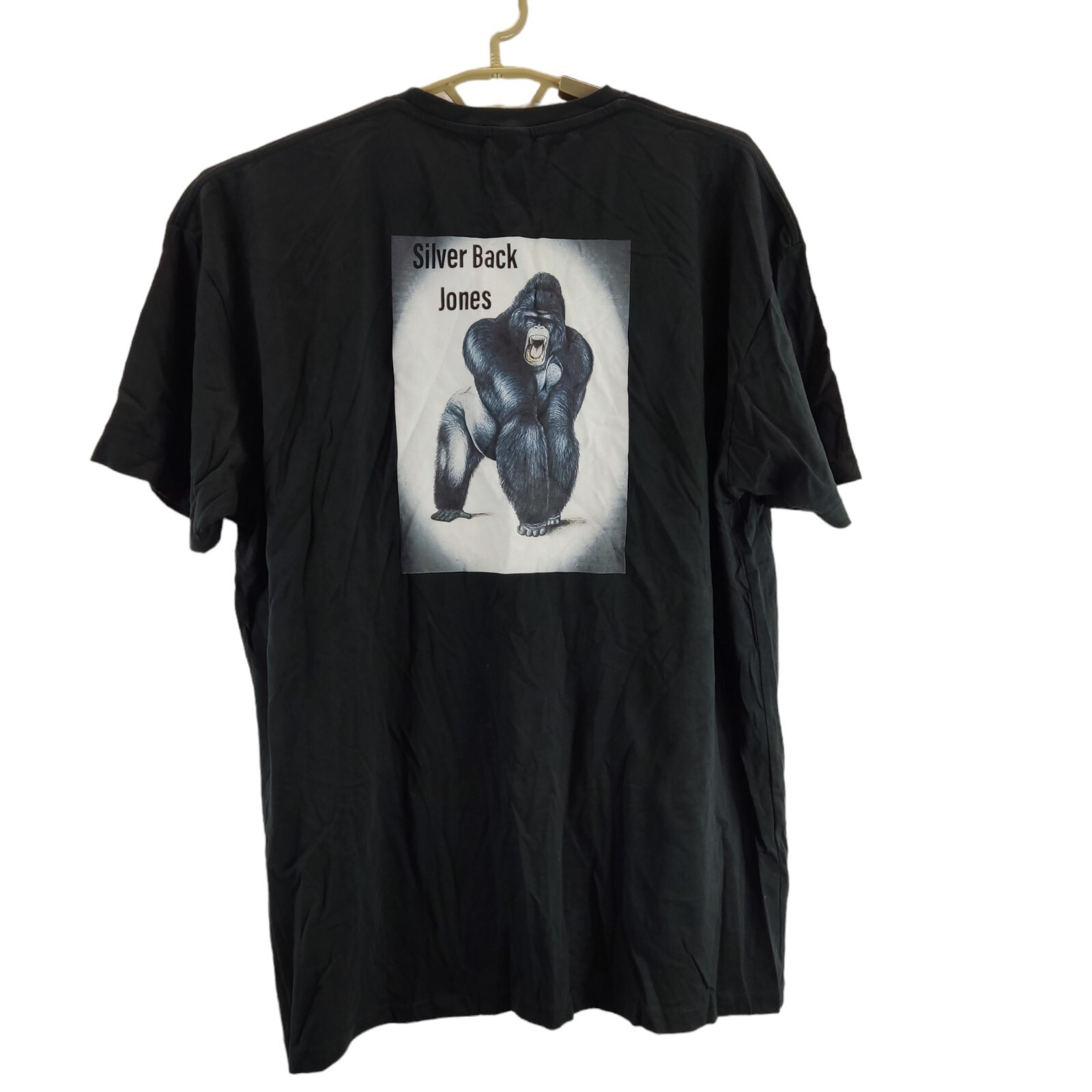 uneek mens t-shirt black crew neck short large print at the back size 2xl gallery