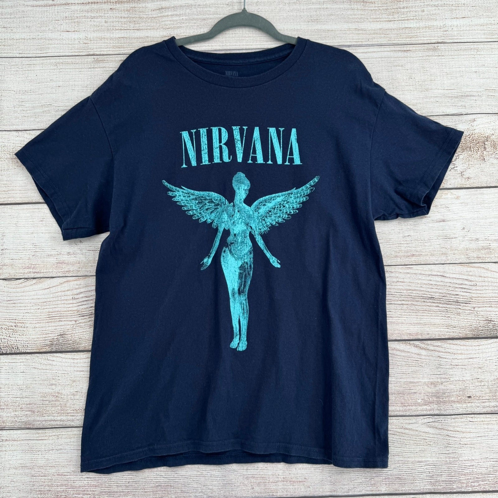 Nirvana In Utero Logo Short Sleeve T-Shirt Adult Large Navy Blue gallery