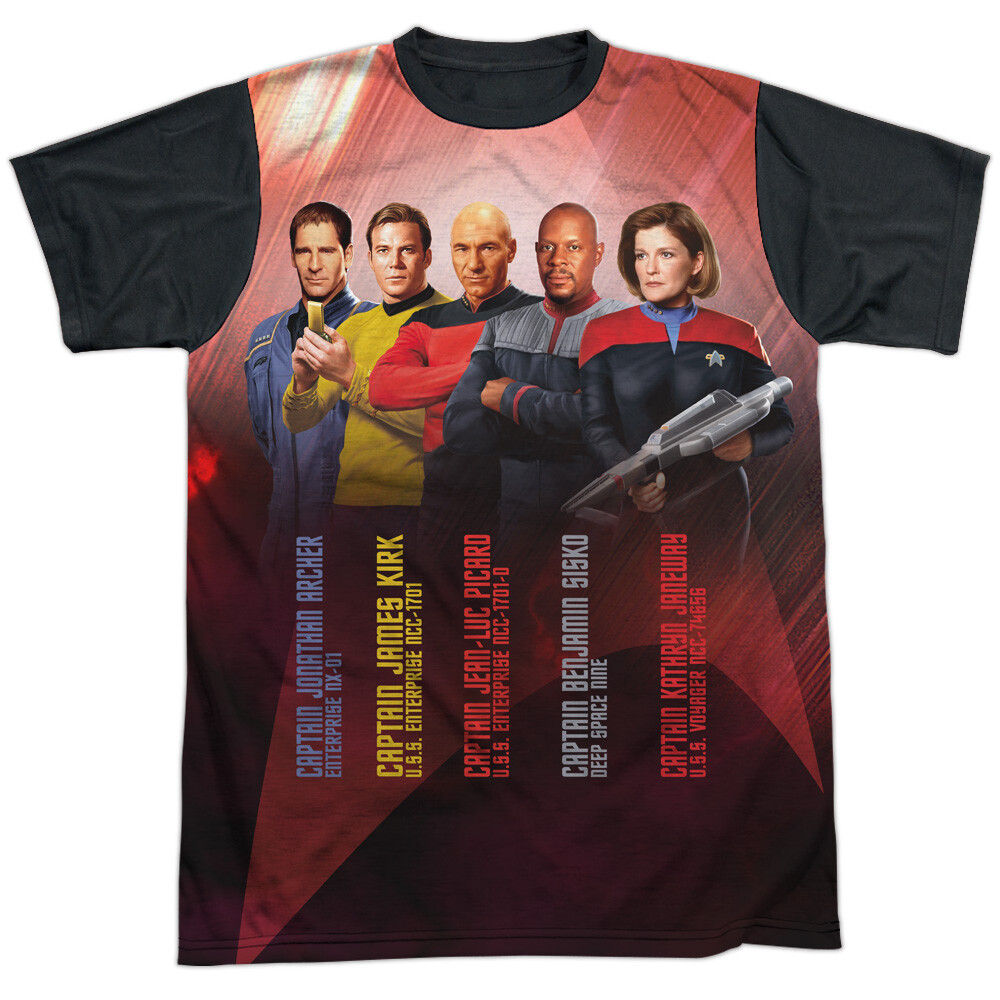 Star Trek Captains Adult Halloween Costume T Shirt (Black Back), S-3XL gallery