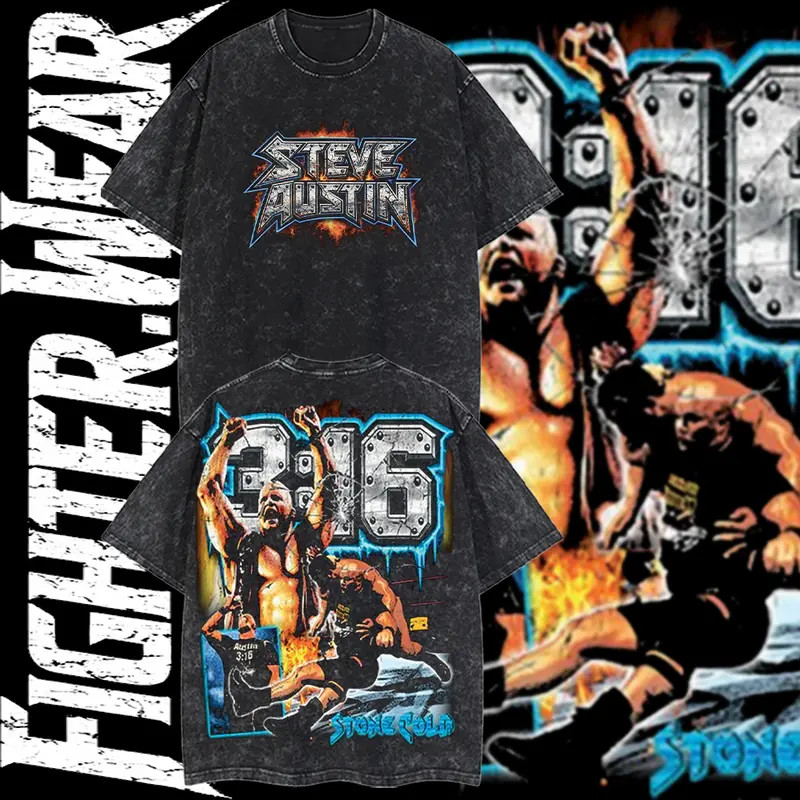Wearova WWE Stone Cold Style Retro Vintage Graphic, Street Style Apparel Wash