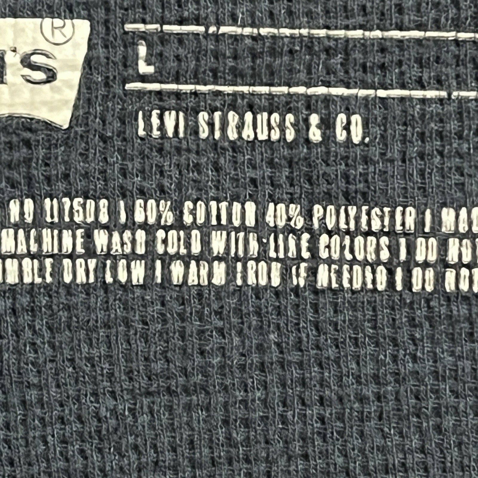 Levi's Men's T Shirt Size L 2-Toned Blue Waffle Knit Thermal Cabincore gallery