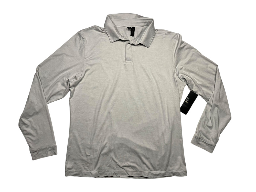 Z By ZELLA Gray Poly/Spandex LONG SLEEVE POLO SHIRT Athletic Gym Golf Men’s L