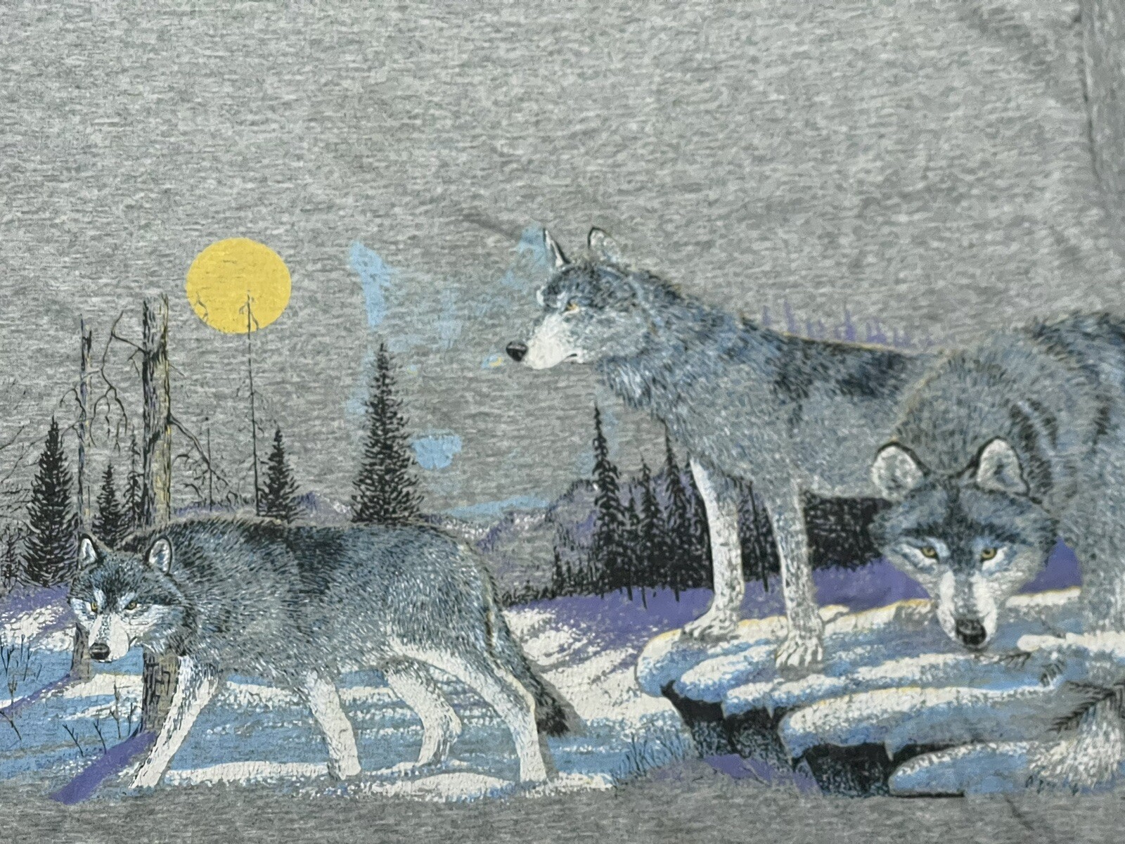 Vintage Wolf Pack Wolves Hunting Scene Outdoors Shirt Bin 1 gallery