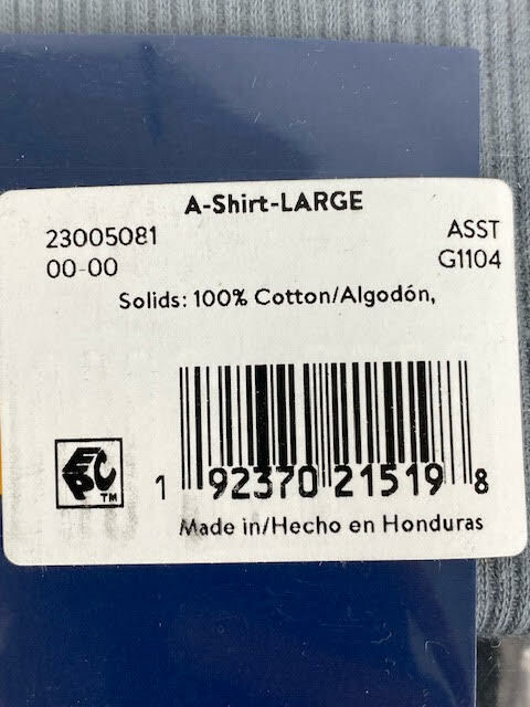 NEW! George Men's Assorted A-Shirts, 6-Pack, Large, Black/Grey gallery