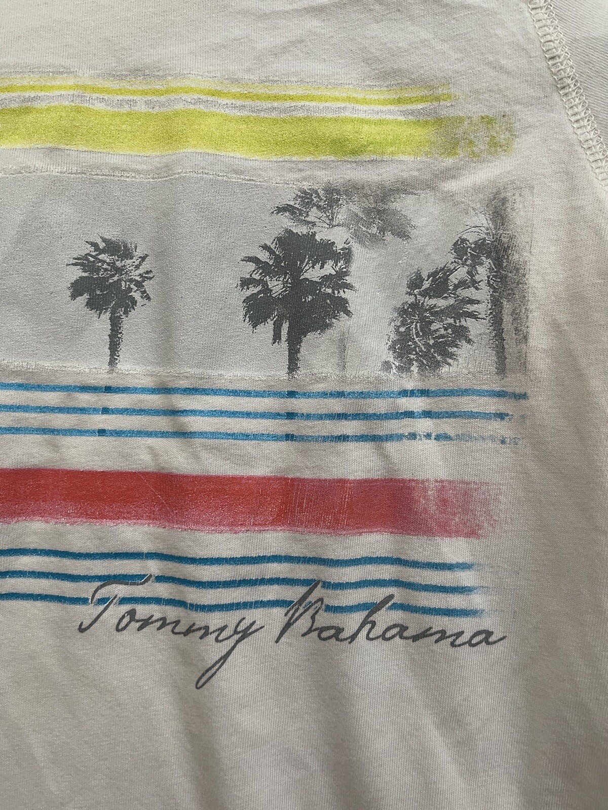 Tommy Bahama Men's Short Sleeve T-Shirt Medium Cream Beach Fishing Sports Tee US gallery