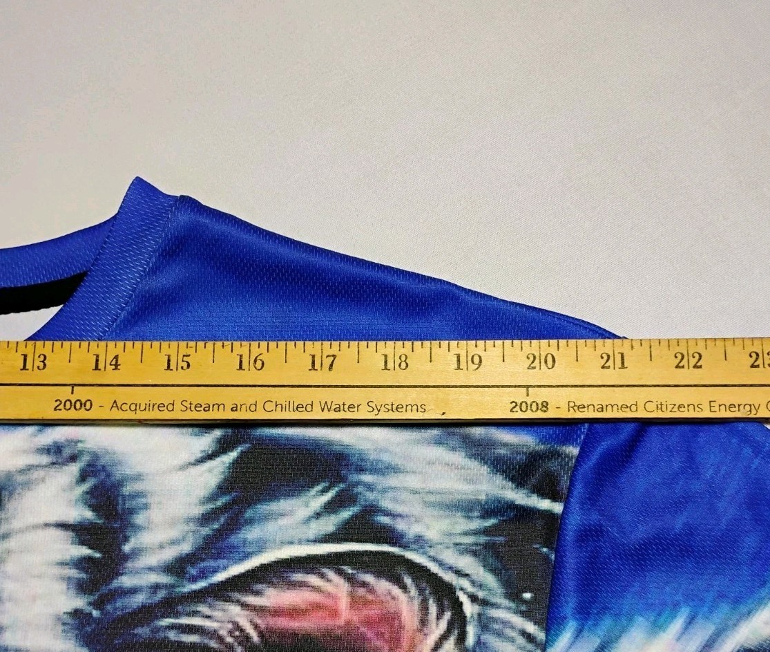 (L/XL)White Tiger With Cub Graphic Tee Blue (Unbranded) Poly Blend Fabric gallery
