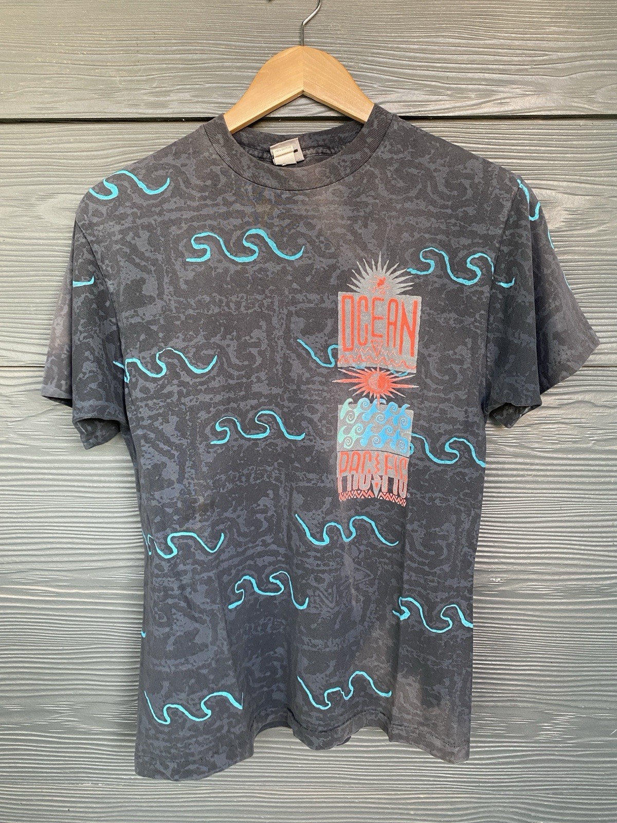 Vintage 90s Mens Large Ocean Pacific Surf T-Shirt Art Tee Op Single Stitch USA