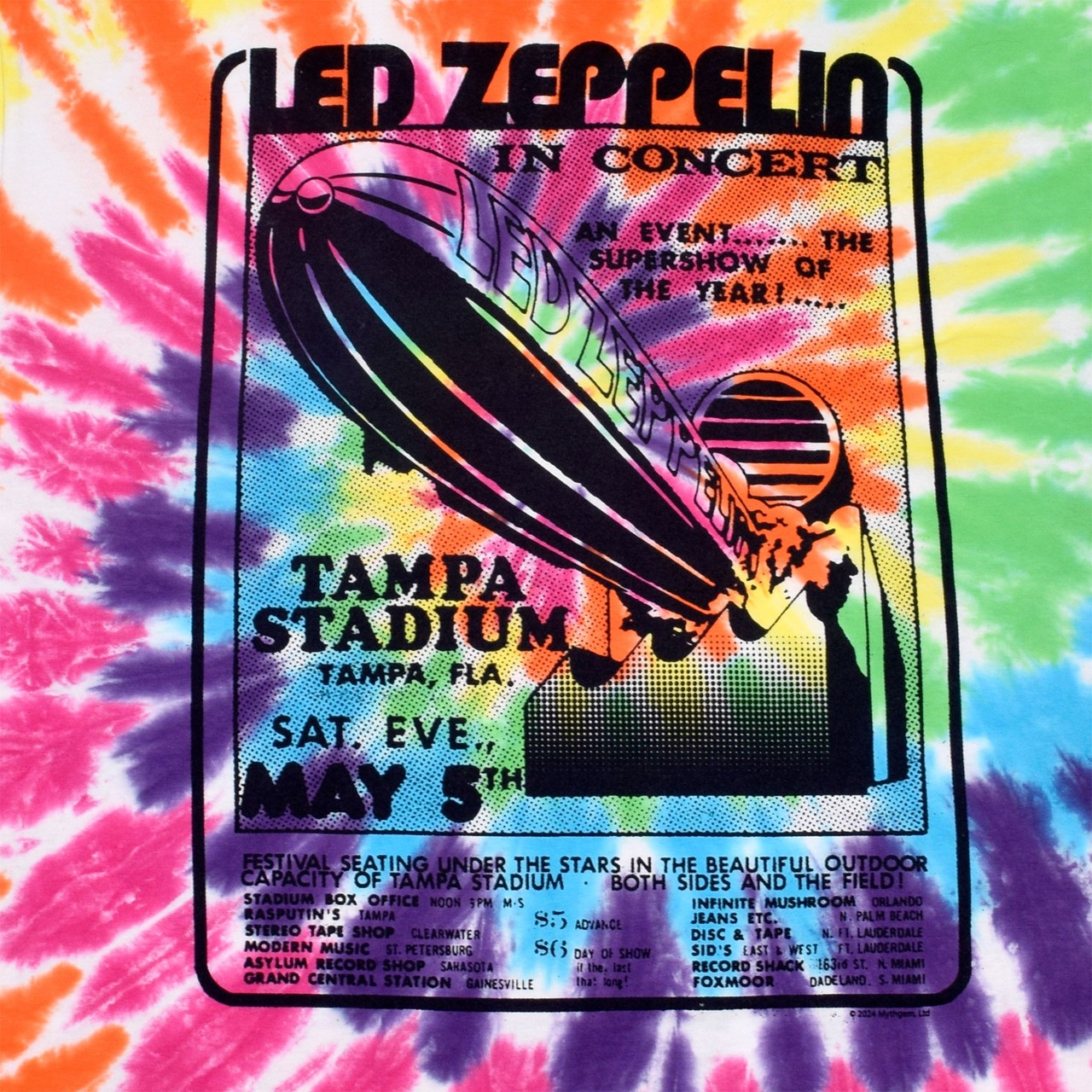 Led Zeppelin Tampa Spiral Tie-Dye T-Shirt Liquid Blue gallery