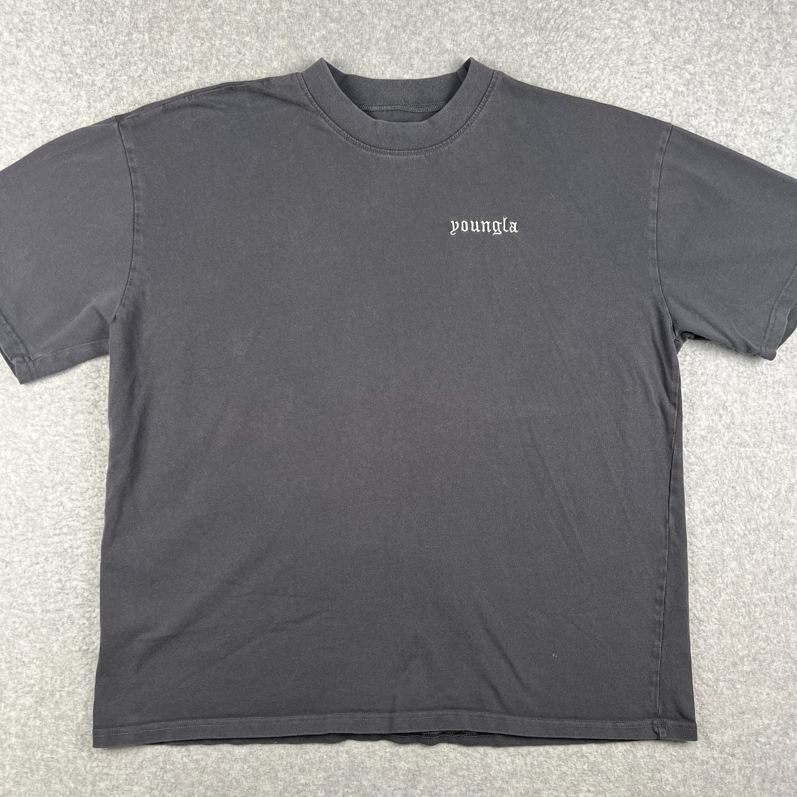 YoungLA Shirt Graphic Logo Short Sleeve Crew Neck XL Mens Grey Cotton