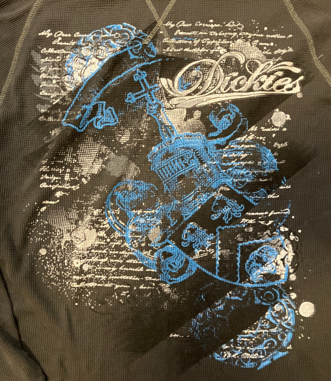 Vintage Y2K Dickies Thermal Long Sleeve Graphic Print Shirt Dark Gray Men’s 2XL gallery