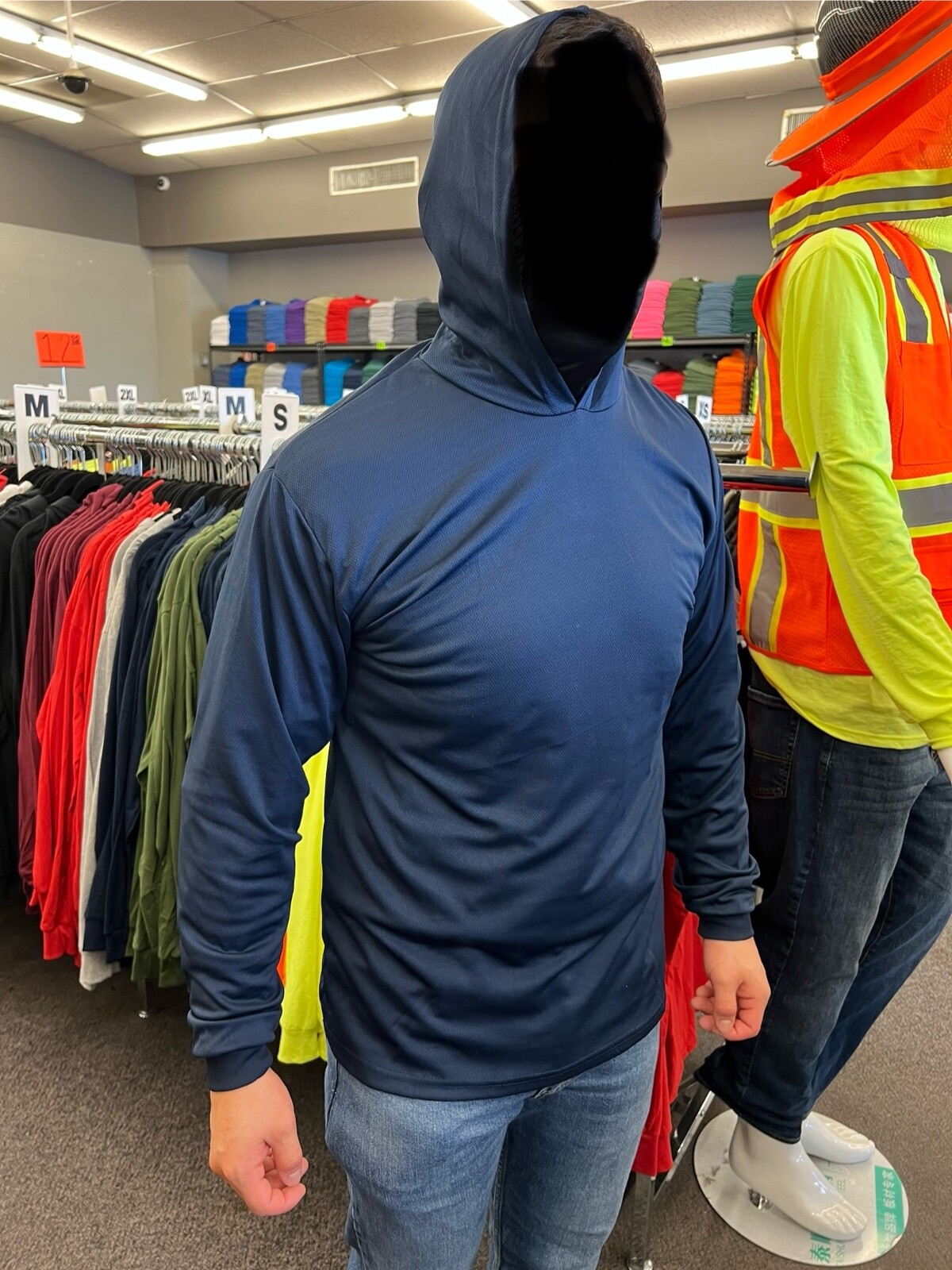hoodie long sleeve t shirt 100% polyester for UV protection great for work gallery