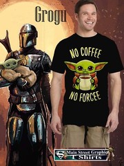 NEW! FROM MSGT “GROGU NO COFFEE” COTTEN BLEND GRAPHIC T SHIRT SZ M THRU 3XL