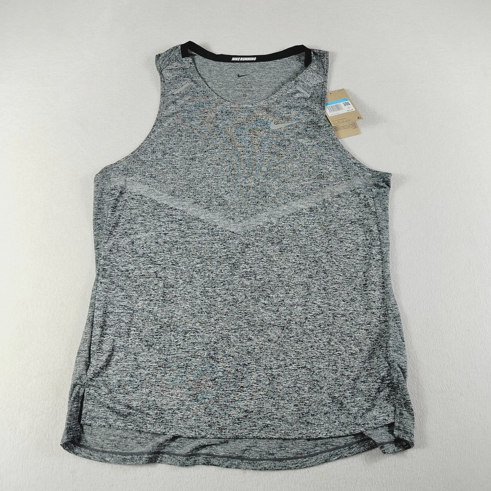 Nike Tank Top Mens Medium Heather Gray Dri Fit Running Workout Gym Rise 365