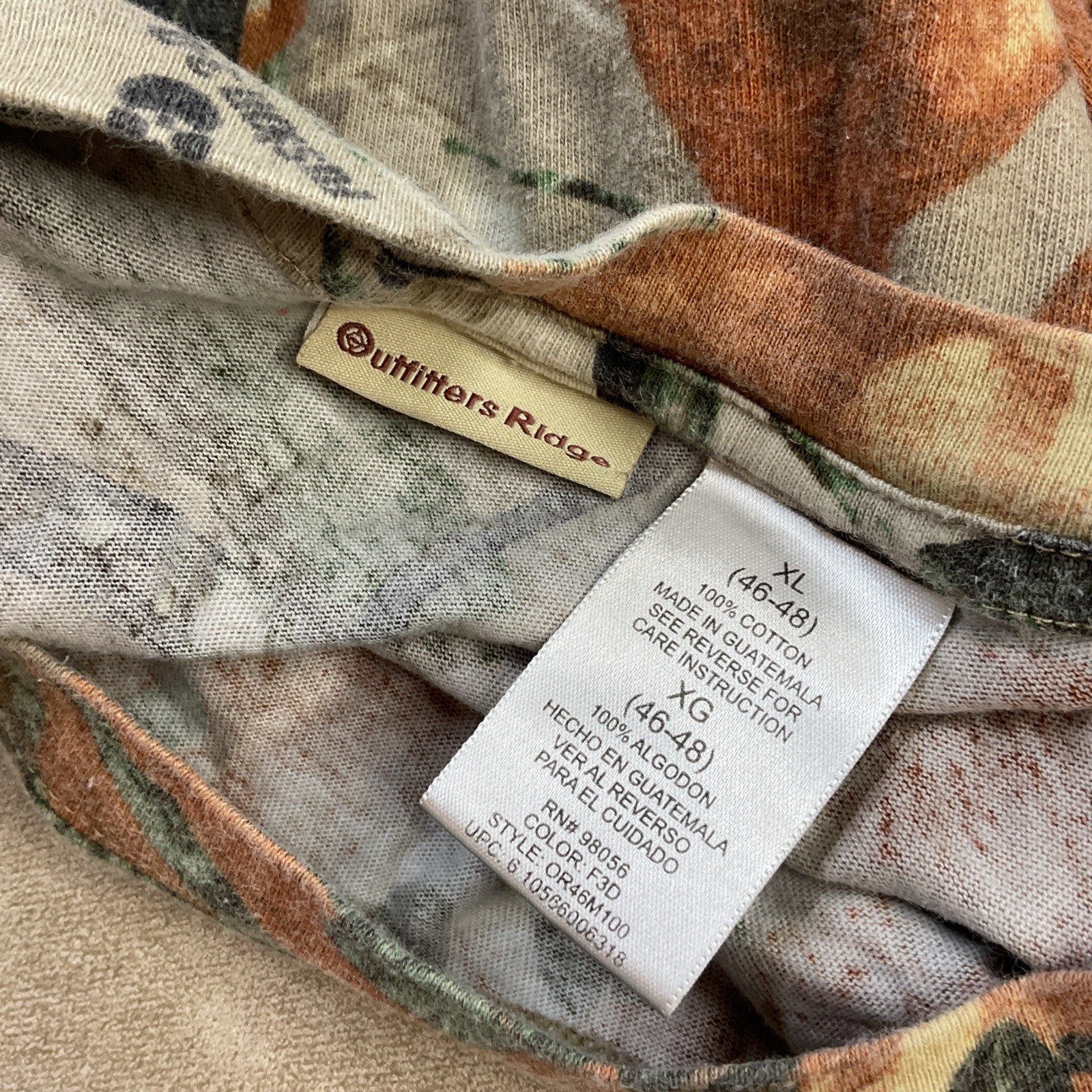 Outfitters Ridge Shirt Pocket Tee Men Sz XL Fusion 3D Camo Outdoor Hunting gallery