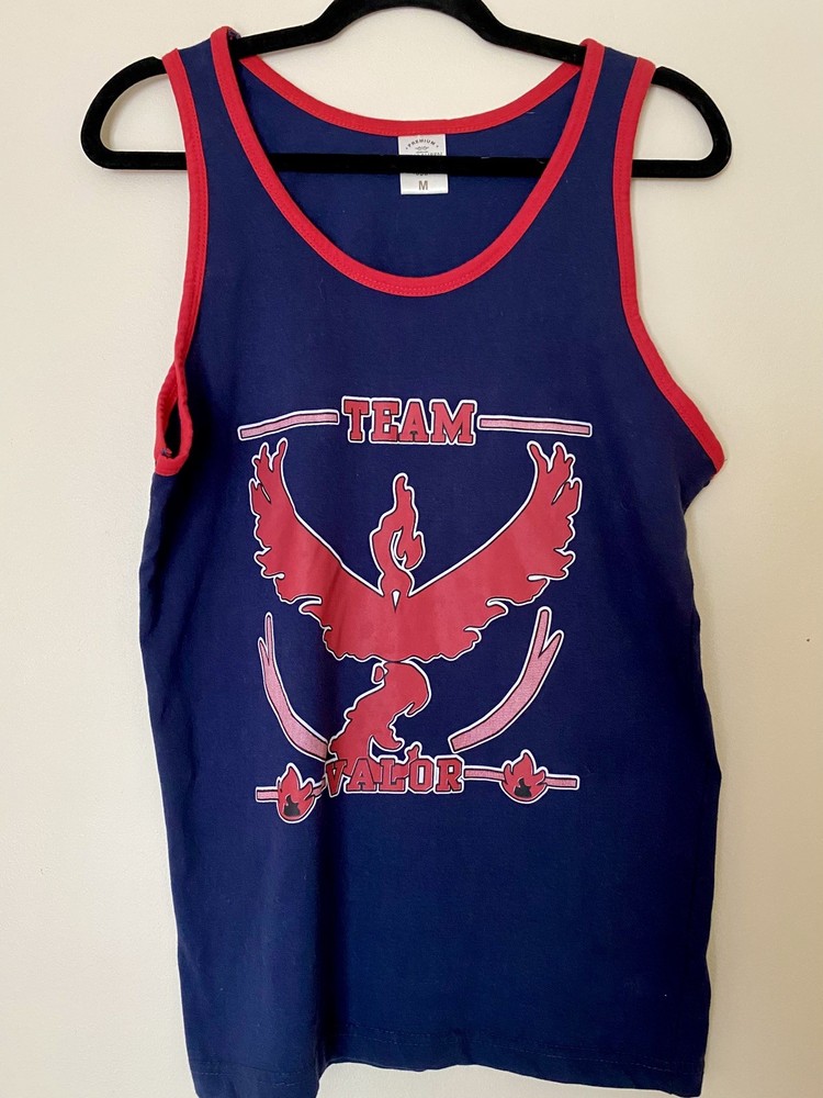 Next Level Pokemon Go Team Valor Moltres Red Blue Ringer Tank Top Men’s Size M