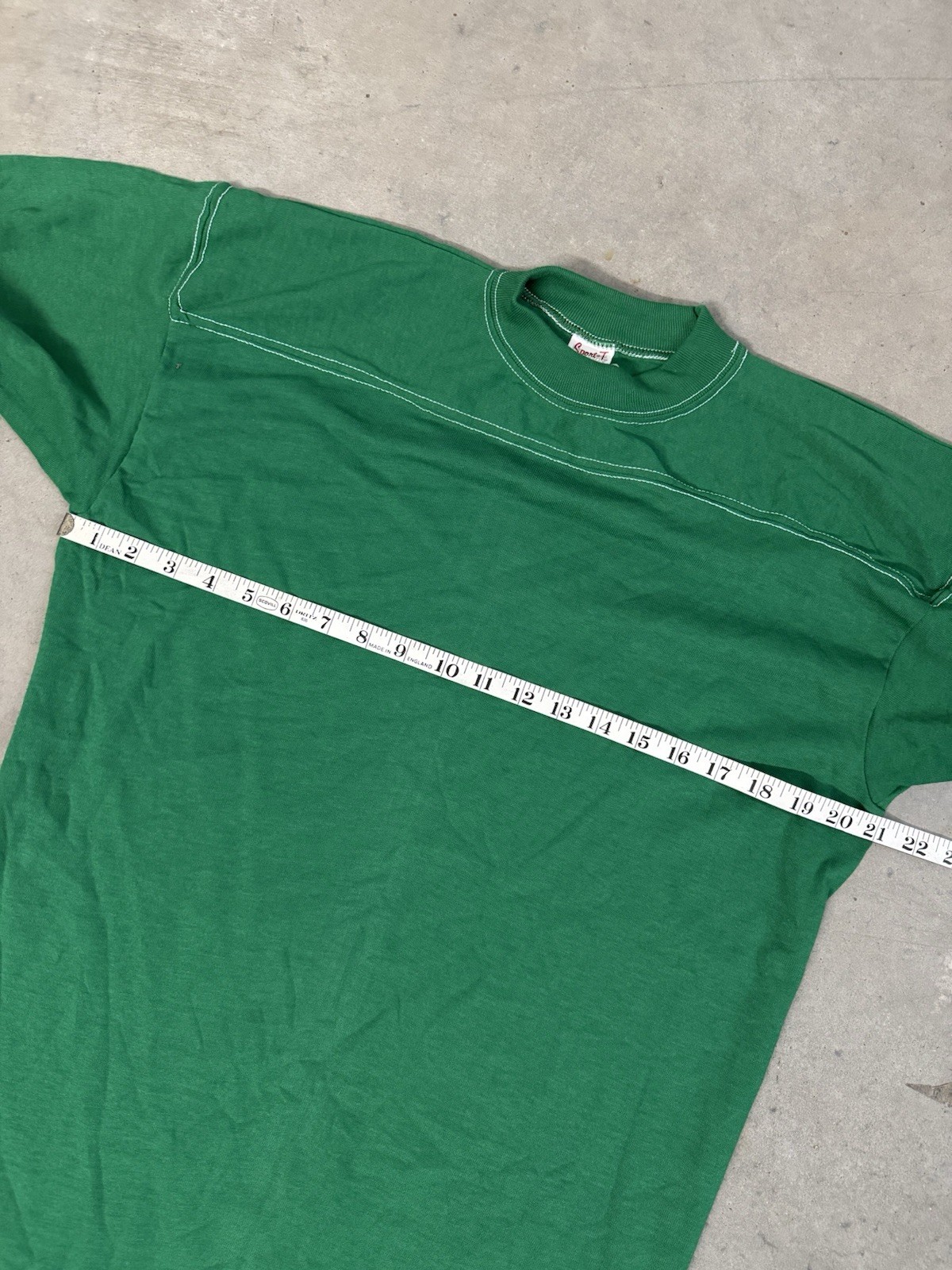 Vintage Sport-T By Stedman Shirt Mens Large Green Contrast Stitch Made USA 50/50 gallery