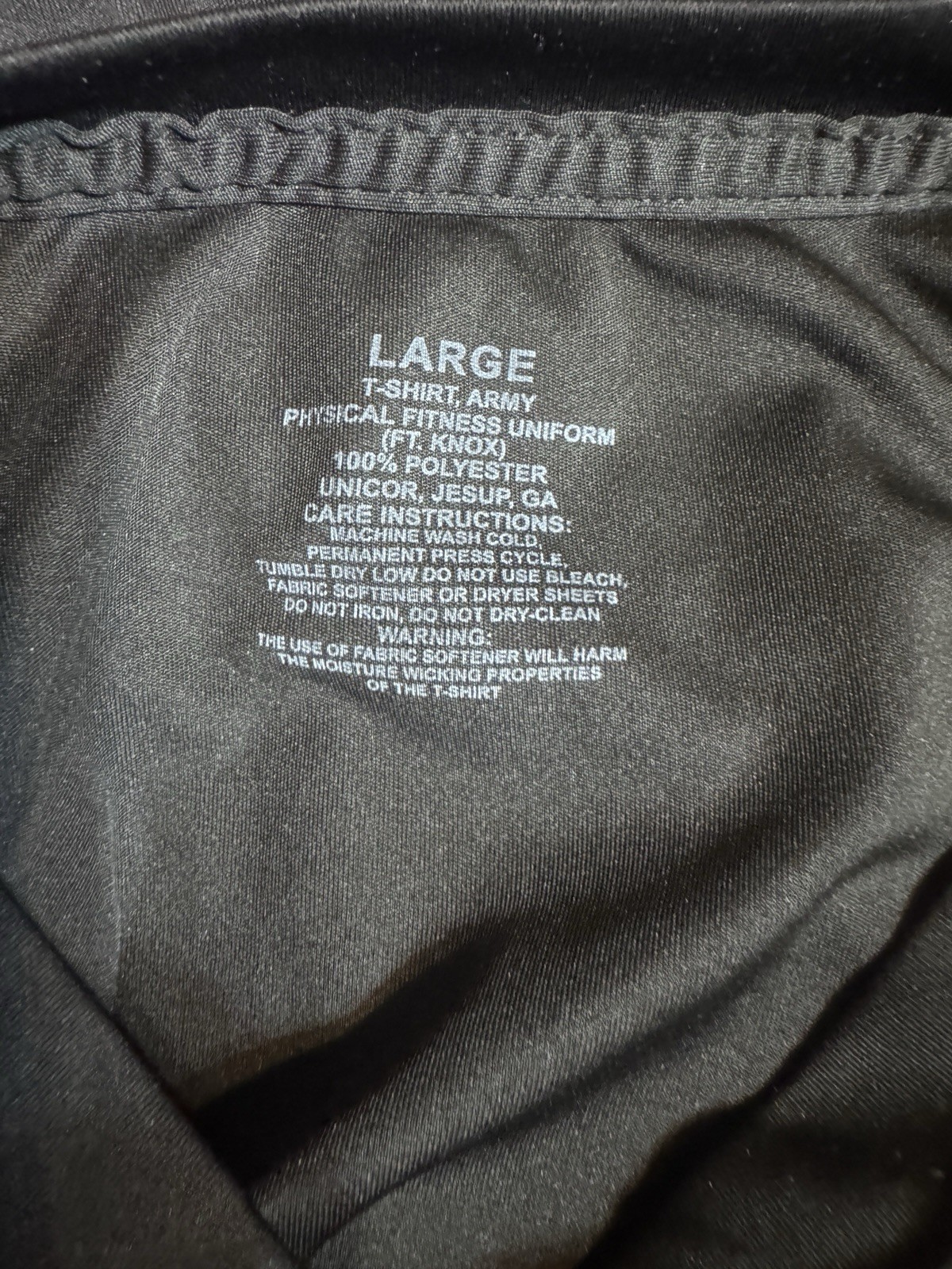 U.S. Army Physial Fitness Uniform Ft. Knox T-Shirt Mens Large Polyester Black gallery