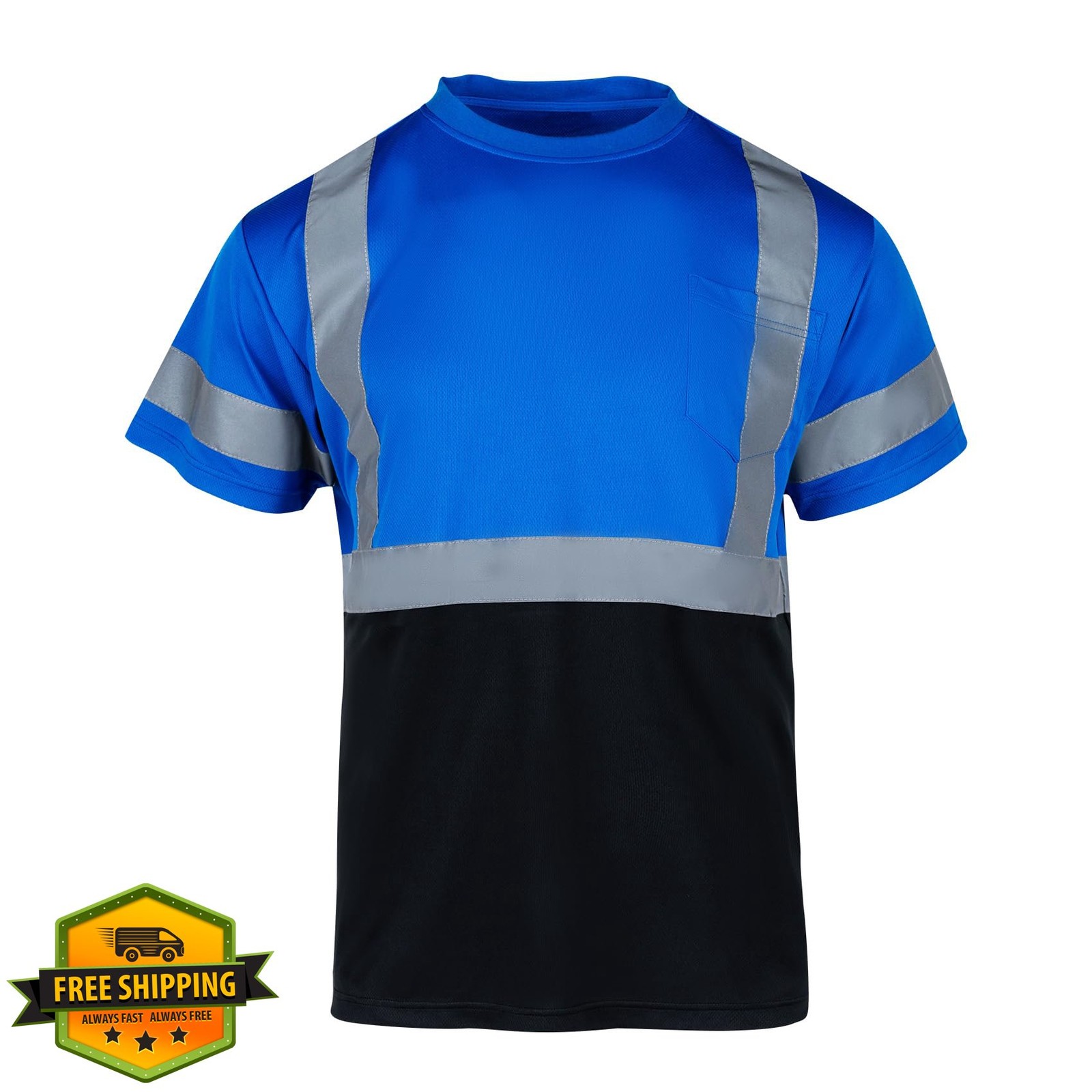 VENDACE Men's Hi Vis Reflective Safety Shirt, ANSI Class 1, Blue 4XL gallery