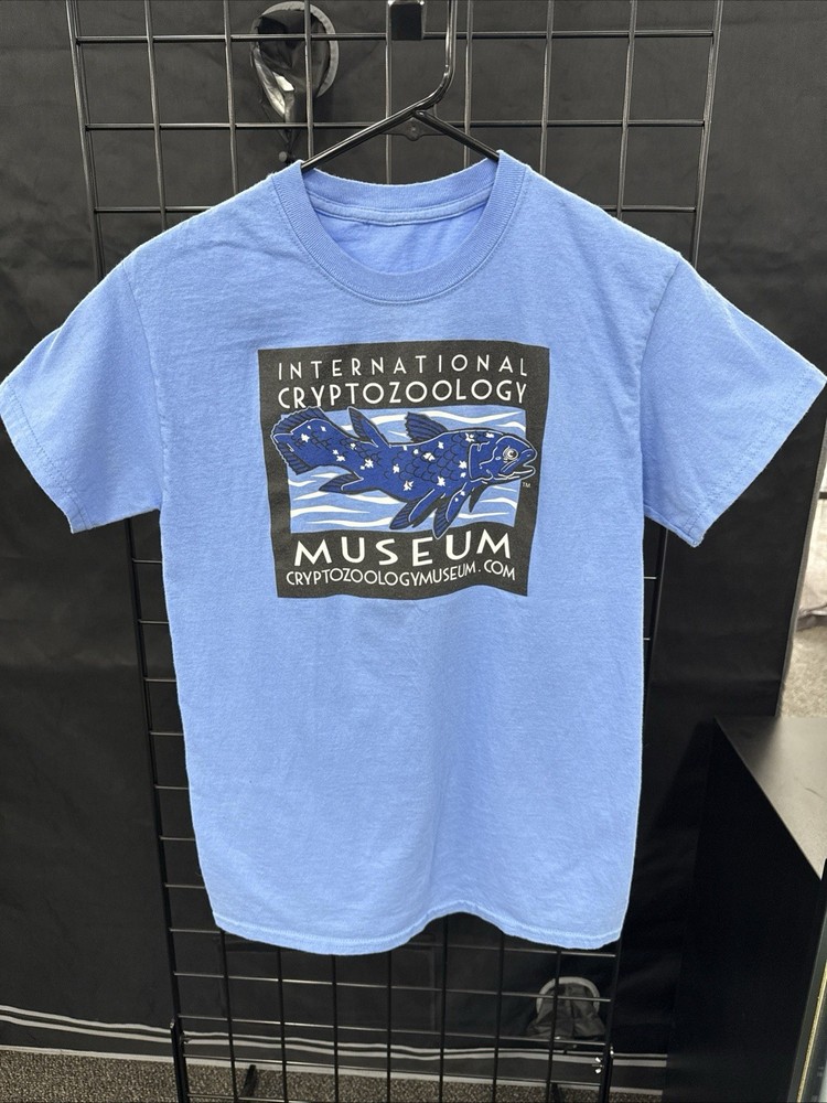 International Cryptozoology Museum Uni-Sex Shirt – Light Blue Small No Tags